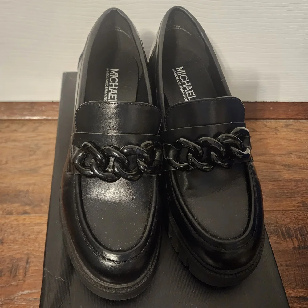 Michael Shannon Black Chain Platform Loafers - Picture 1 of 5